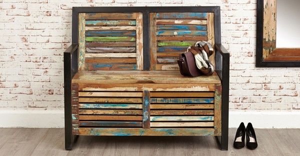 Industrial/ Reclaimed Wood Hall Benches