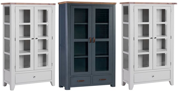 Grey/ Blue Display Cabinet