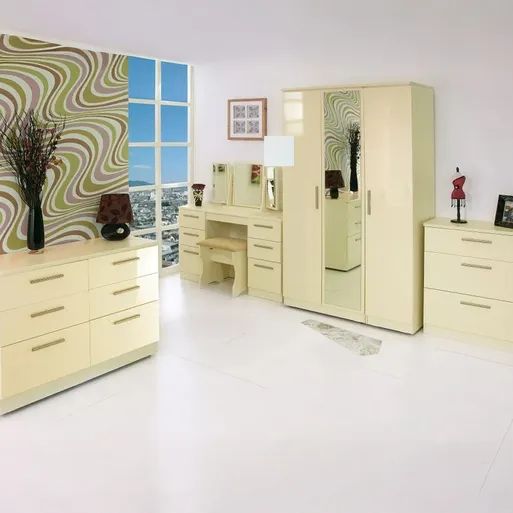 Cream High Gloss Bedroom Furniture